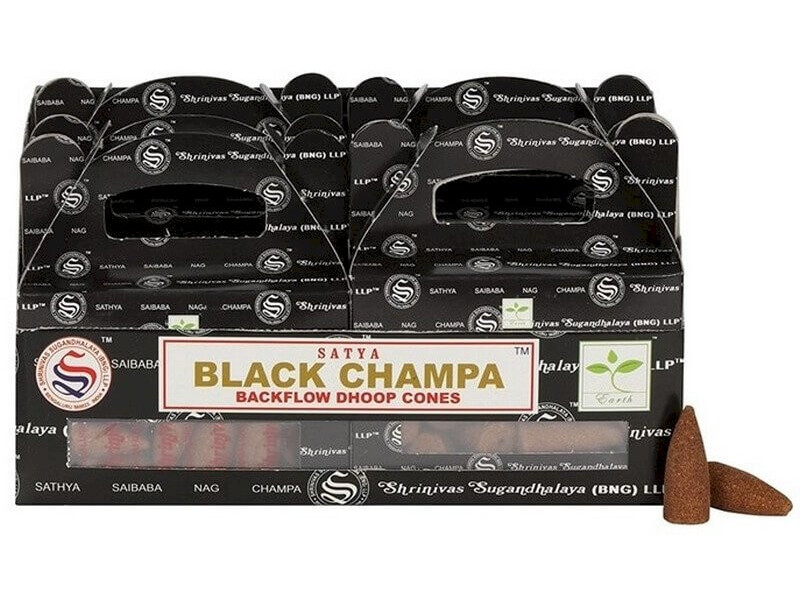 Backflow Cônes Satya Black Champa pas cher / Paiement Sécurisé