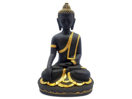 Statue Résine Bouddha Méditation Noir pas cher - Paiement Sécurisé