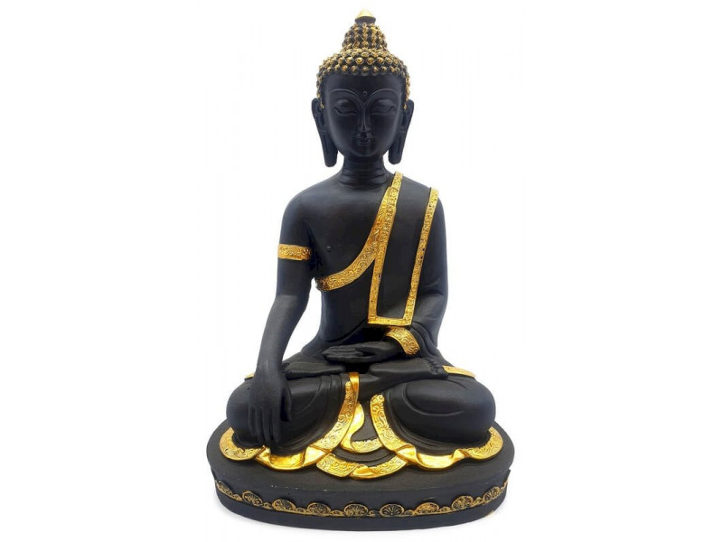 Statue Résine Bouddha Méditation Noir pas cher - Paiement Sécurisé