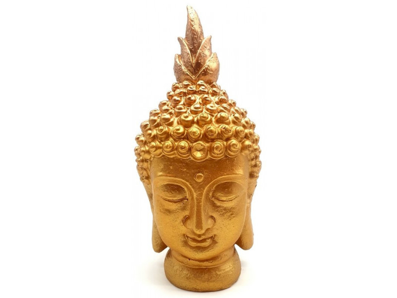Statue Résine Tête de Bouddha Or pas cher - Paiement Sécurisé