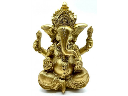 Statue Résine Ganesh Or pas cher - Paiement Sécurisé