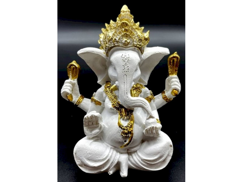 Statue Résine Ganesh Blanc pas cher - Paiement Sécurisé