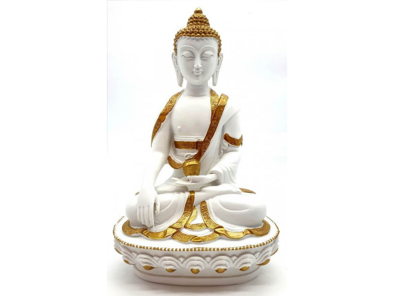 Statue  Bouddha & Bol Blanc pas cher - Paiement Sécurisé