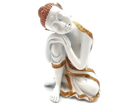 Statue Bouddha Penseur Blanc pas cher - Paiement Sécurisé