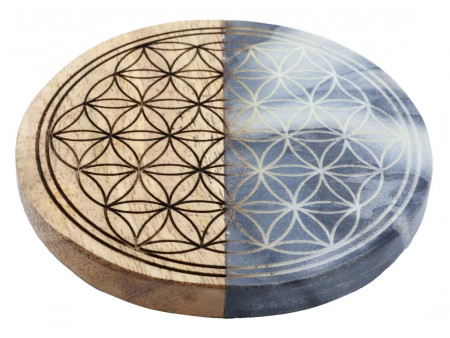 Dessous de Table Bois/Marbre Fleur de Vie 10cm pas cher