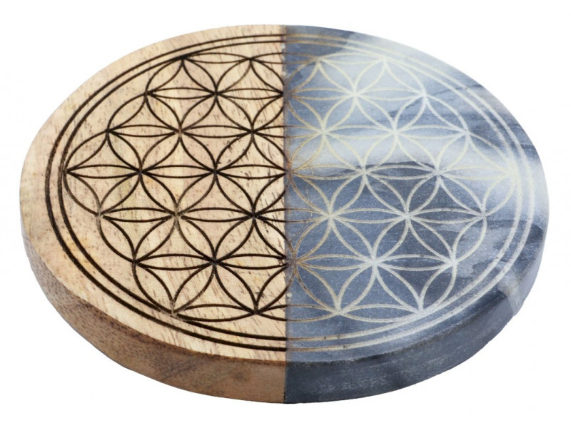 Dessous de Table Bois/Marbre Fleur de Vie 10cm pas cher