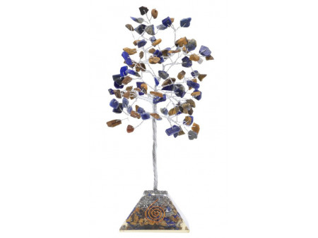 Arbre du Bonheur  Oeil de Tigre/Lapis Orgonite pas cher