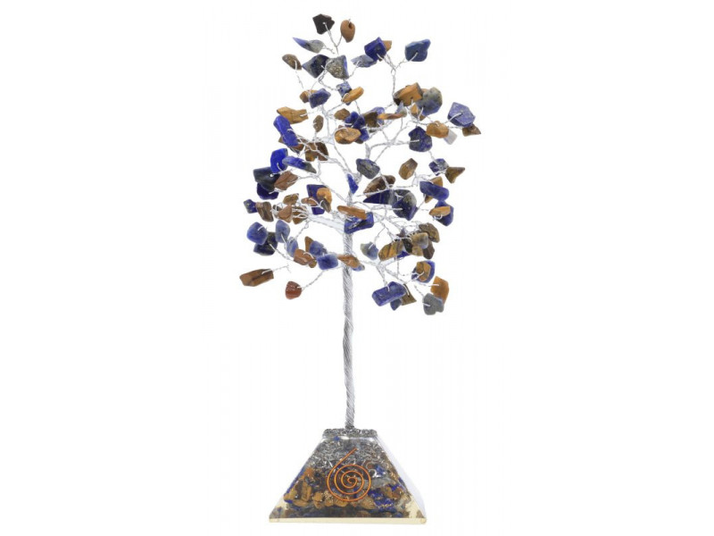 Arbre du Bonheur  Oeil de Tigre/Lapis Orgonite pas cher