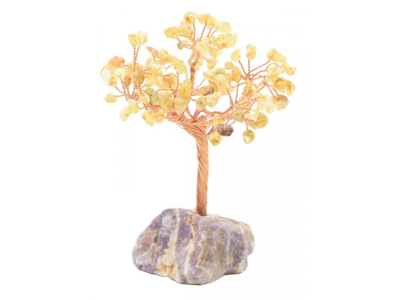Arbre du Bonheur Citrine sur druse d’Améthyste – Abondance, Énergie & Harmonie