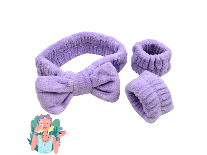 Set bandeau de démaquillage avec bracelets de poignets violet Pas Cher | Livraison Rapide