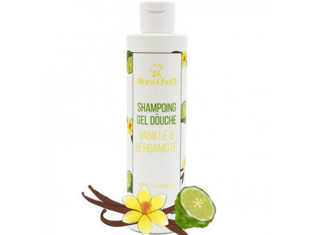 2 en 1 Gel douche corps et shampoing vanille et bergamote - 250ml 100% naturel Pas Cher