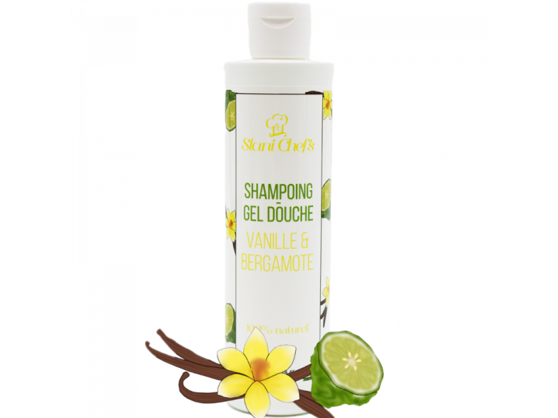 2 en 1 Gel douche corps et shampoing vanille et bergamote - 250ml 100% naturel Pas Cher