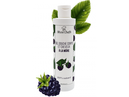 2 en 1 Gel douche corps et shampoing à la mûre - 250ml 100% naturel Pas Cher
