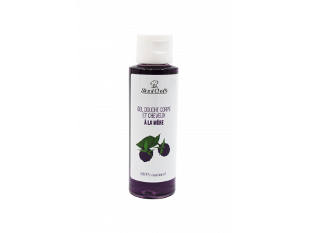 2 en 1Gel douche corps et shampoing à la mûre - 100ml 100% naturel - Format voyage Pas Cher