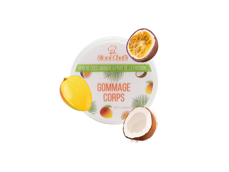 Gommage corps à la noix de coco, mangue & fruit de la passion - 250ml 100% naturel Pas Cher