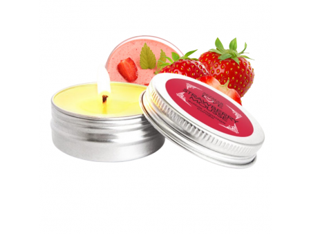 Mini Bougie de massage mousse fraise 100% naturelle 30ml Pas Cher