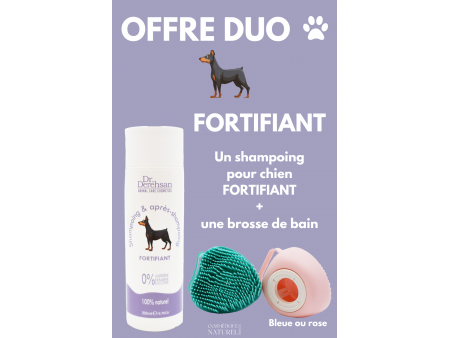 Shampoing pour chien 200ml + brosse de bain - FORTIFIANT Pas Cher