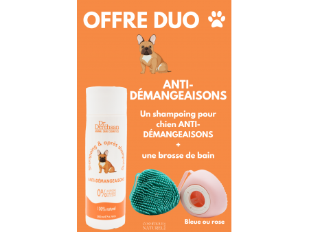 Shampoing chien 200ml + brosse de bain - ANTI-DÉMANGEAISONS Pas Cher