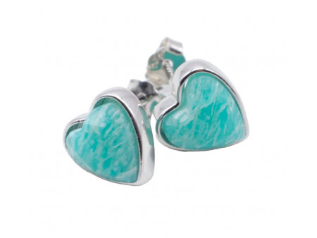 Boucles d'oreilles Argent 925 Amazonite Coeur Pas Cher