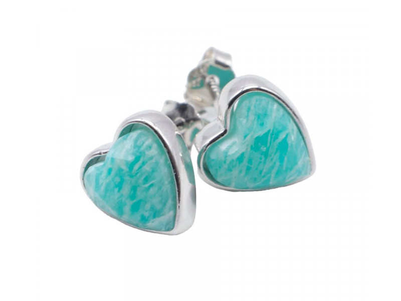 Boucles d'oreilles Argent 925 Amazonite Coeur Pas Cher