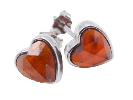 Boucles d'oreilles Argent 925 Grenat Coeur Pas Cher