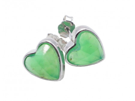 Boucles d'oreilles Argent 925 Jade Verte Coeur Pas Cher