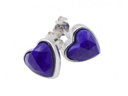 Boucles d'oreilles Argent 925 Lapis Lazuli Coeur Pas Cher