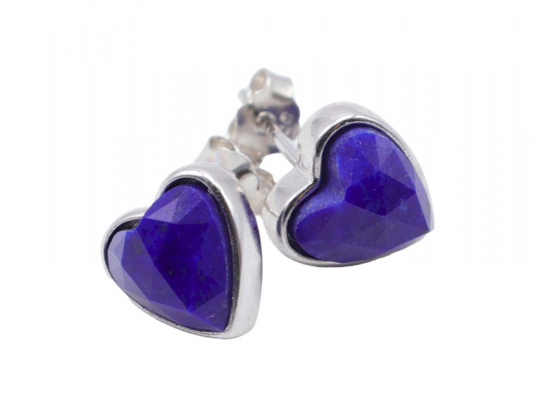 Boucles d'oreilles Argent 925 Lapis Lazuli Coeur Pas Cher