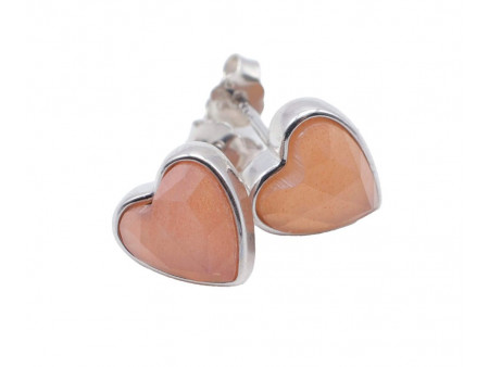Boucles d'oreilles Argent 925 Pierre de Soleil Cœur Pas Cher