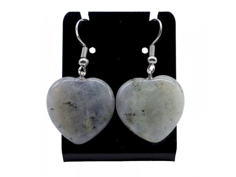 Boucles d'oreilles Cœur Labradorite 4cm Pas Cher