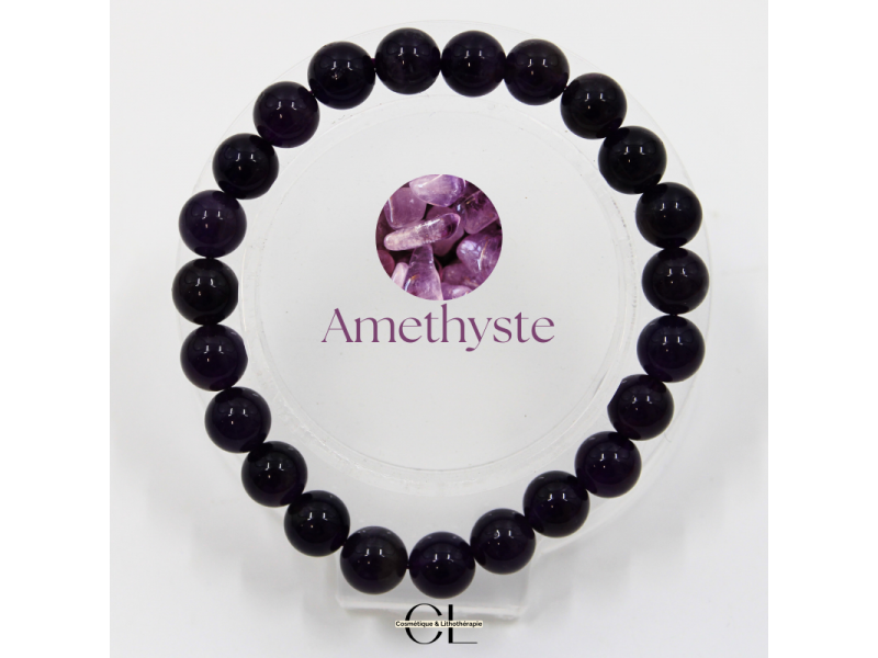 Bracelet Améthyste perles rondes – Pierre naturelle violet