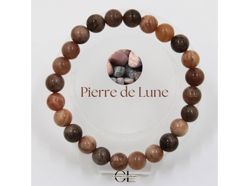 Bracelet Pierre de Lune Multicolore perles rondes  | Pierre & Beauté