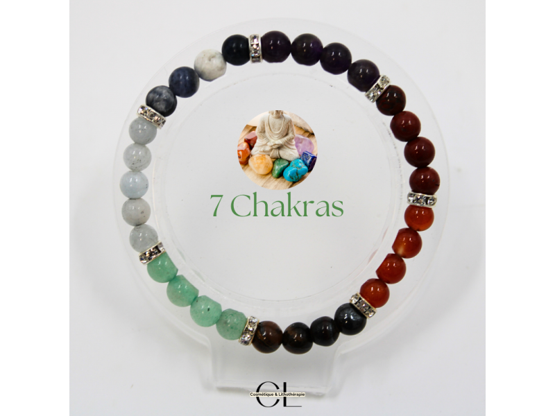 Bracelet 7 Chakras & Strass perles rondes | Pierre & Beauté