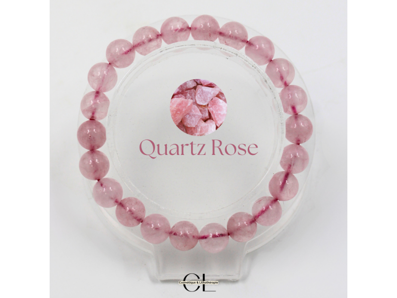 Bracelet Quartz Rose perles rondes – Amour  | Pierre & Beauté