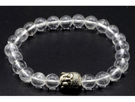 Bracelet Ajustable Cristal de Roche & Bouddha Pas Cher