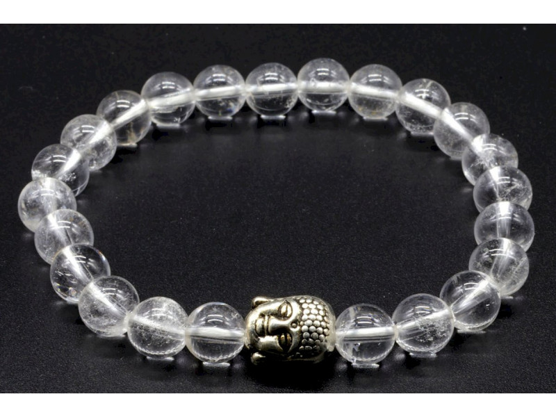 Bracelet Ajustable Cristal de Roche & Bouddha Pas Cher