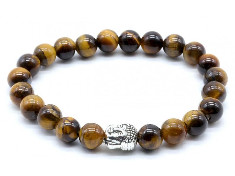 Bracelet Ajustable Œil de Tigre & Bouddha Pas Cher