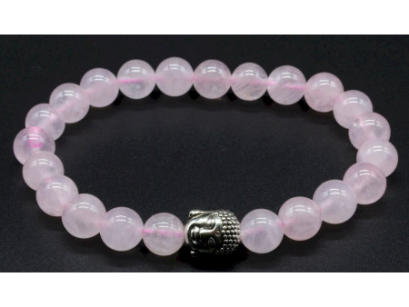 Bracelet Ajustable Quartz Rose & Bouddha Pas Cher