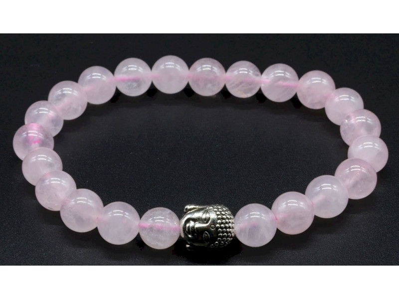 Bracelet Ajustable Quartz Rose & Bouddha Pas Cher
