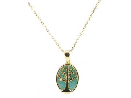 Collier Argent 925 | Amazonite & Arbre de Vie Pas Cher
