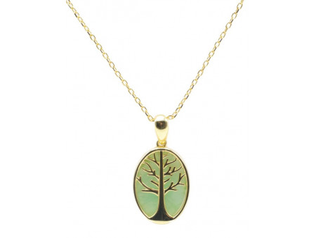 Collier Argent 925 | Jade Verte & Arbre de Vie Pas Cher