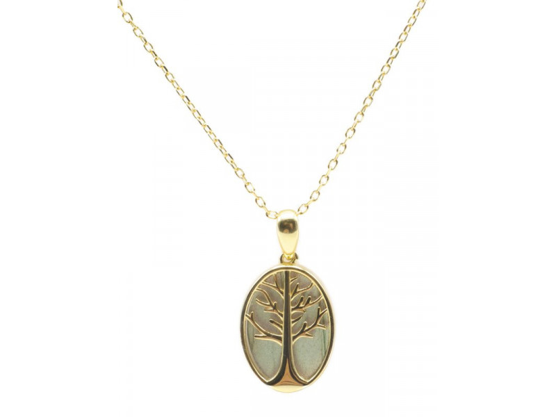 Collier Argent 925 | Labradorite & Arbre de Vie Pas Cher