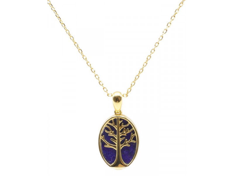 Collier Argent 925 | Lapis Lazuli & Arbre de Vie Pas Cher