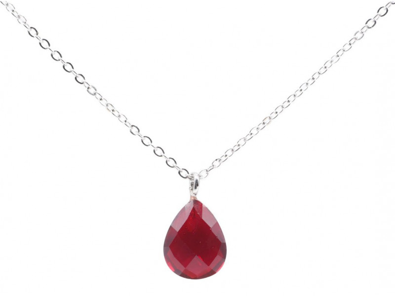 Collier Argent 925 | Grenat Forme de Goutte Pas Cher