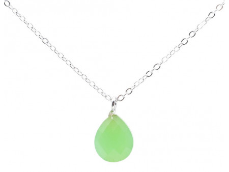Collier Argent 925 | Jade Verte Forme de Goutte Pas Cher