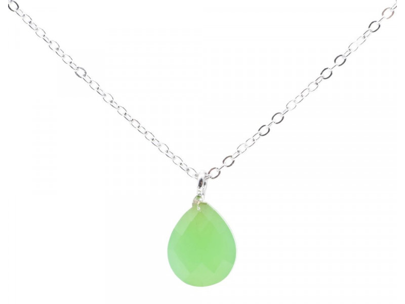 Collier Argent 925 | Jade Verte Forme de Goutte Pas Cher