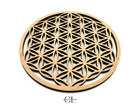Plaque Fleur de Vie Sculptée Bois 10cm Pas Cher | Paiement Sécurisé