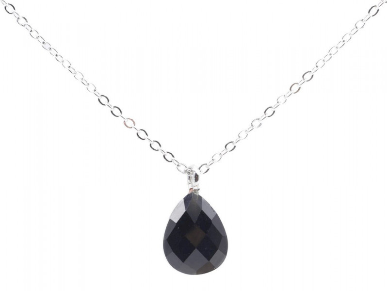 Collier Argent 925 | Onyx Forme de Goutte Pas Cher