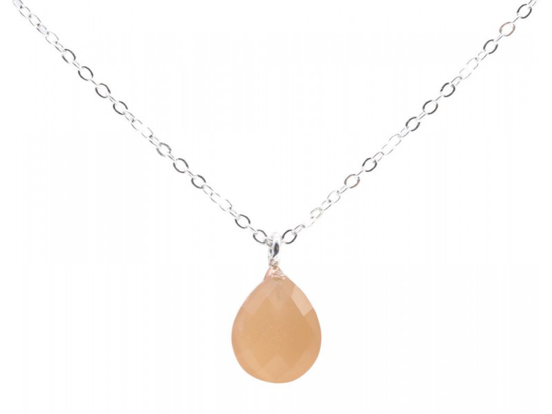 Collier Argent 925 | Pierre de Soleil Forme de Goutte Pas Cher