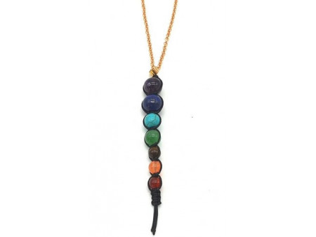 Collier Cuivre 7 Chakras pointe de 8cm Pas Cher